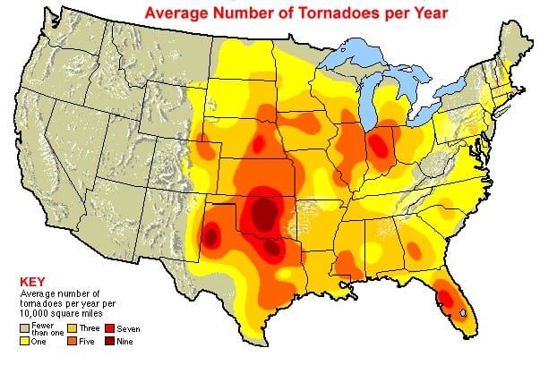 Average Number of Tornadoes