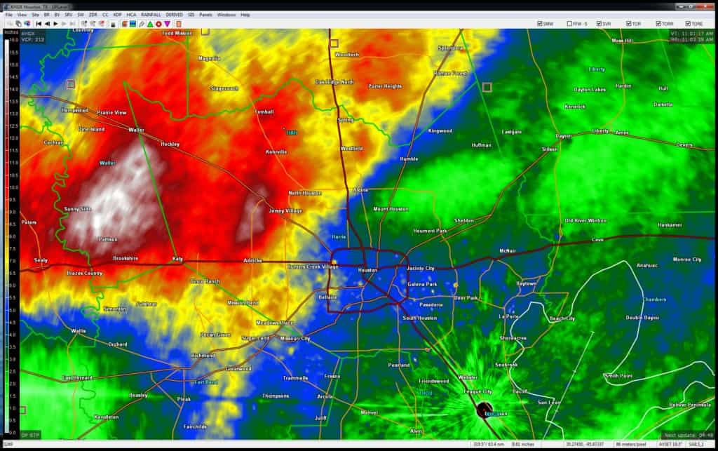 Radar estimated rain totals.