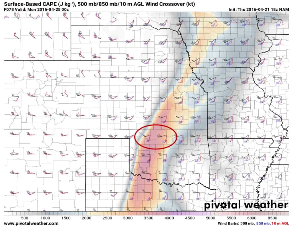 Highest threat area for Sunday.