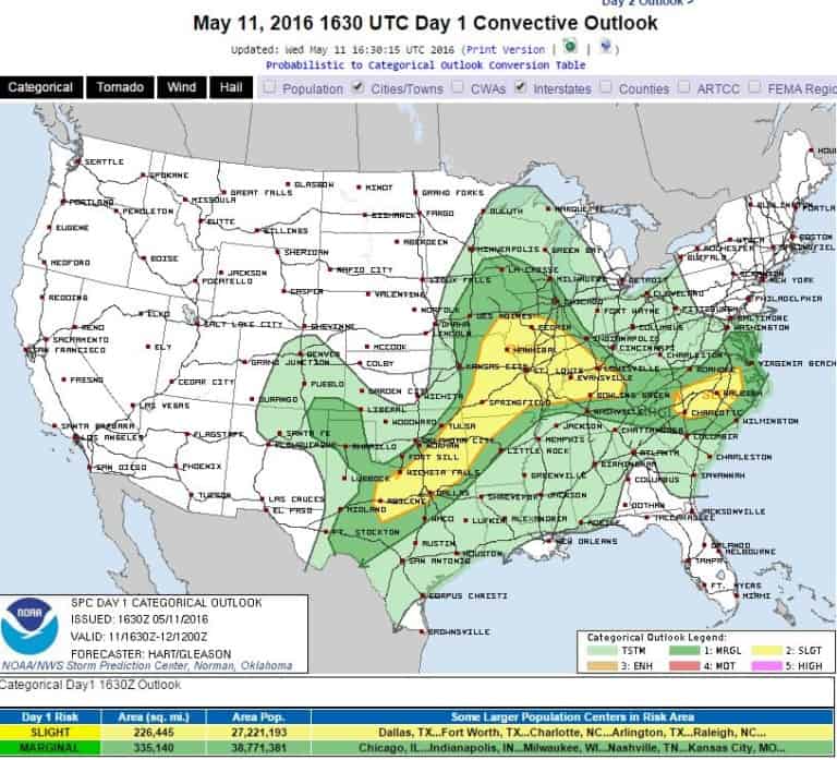 Severe Weather Outlook for Today