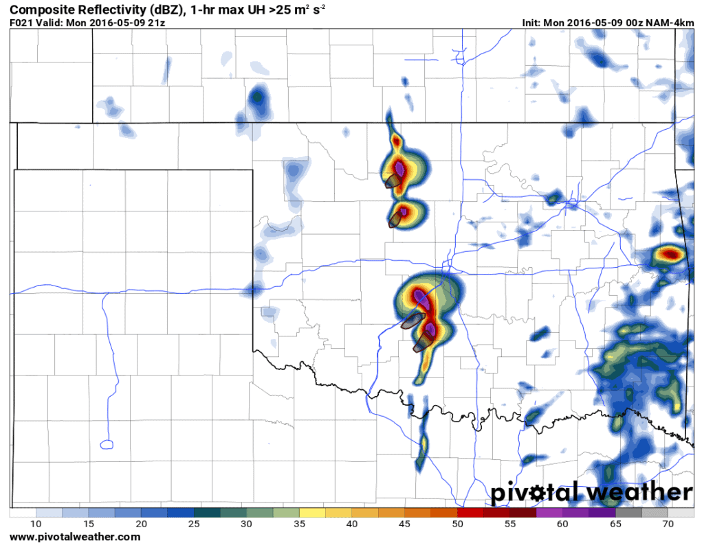 Supercell storms developing around 3pm.