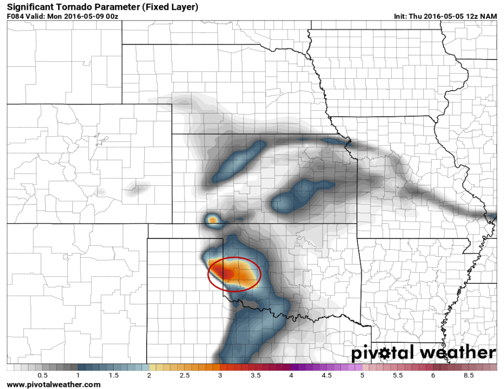 Sunday's tornado threat area.