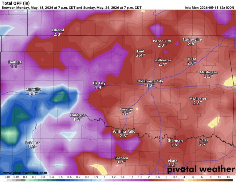 Cooler and Wetter Pattern with Less Wind